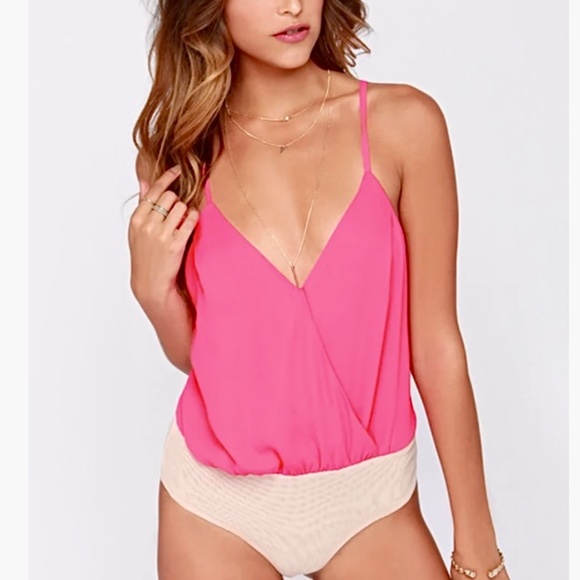 Lulus Tops - LuLus - SEXY Backless Neon Pink Bodysuit - S